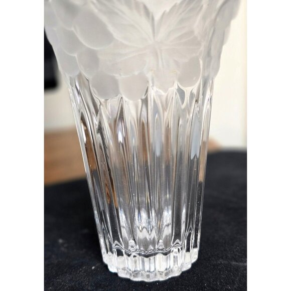 Frosted Glass Vase Grapes & Leaves Autumn Harvest 5.5" - Picture 7 of 7